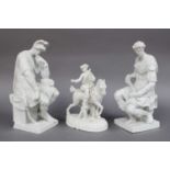 A Pair of Capodimonte White Porcelain Models of Seated Gladiators, 23cm, together with A Similar