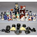 A Collection of 19th Century Staffordshire Pottery, including Toby cruets and jugs, various Toby jug