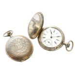 A Silver Full Hunter Pocket Watch, signed Longines, case stamped 0.900Winding smoothly and in
