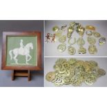 A Modern Green Jasperware Plaque by Donald Brindley, "The Classical Rider and His Horse", limited