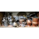 A Collection of 19th Century and Later Metalwares, including a pewter charger, silver plated