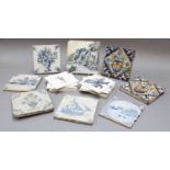 17th Century and Later Tiles, including: a pair of Portuguese polychrome examples, a Delft example