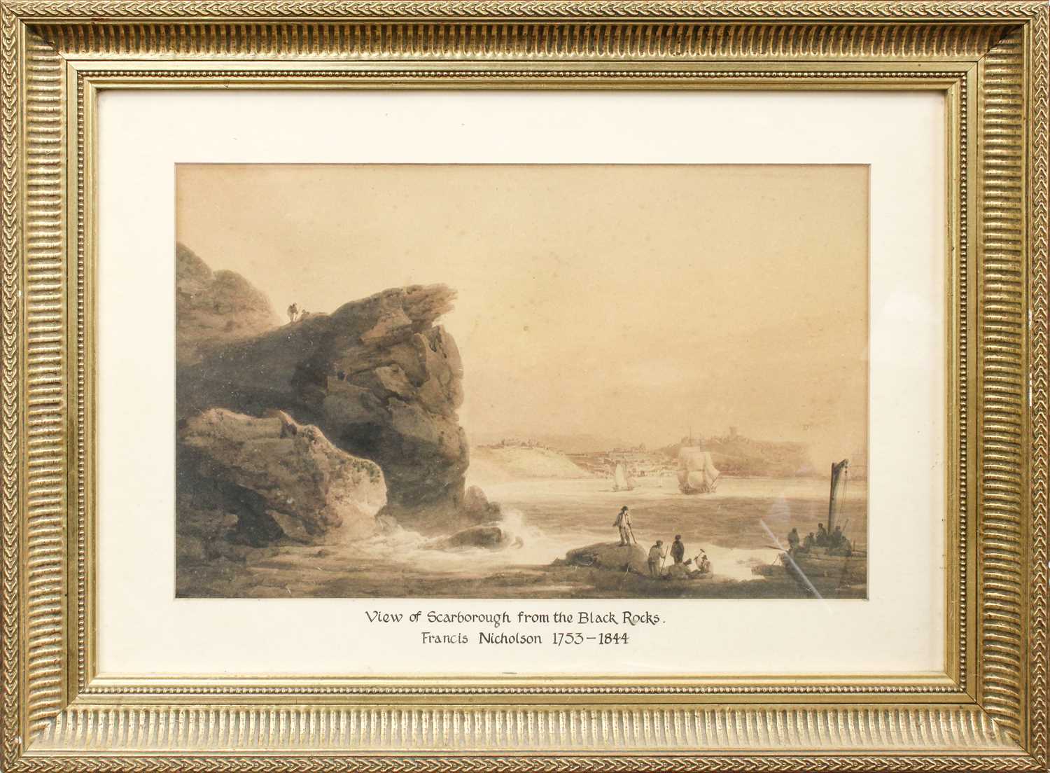 Attributed to Francis Nicholson OWS (1753-1844) "View of Scarborough from the Black Rocks"