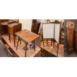 A Group of Furniture, comprising: a George III Style mahogany tripod table, a mahogany pot-cupboard,