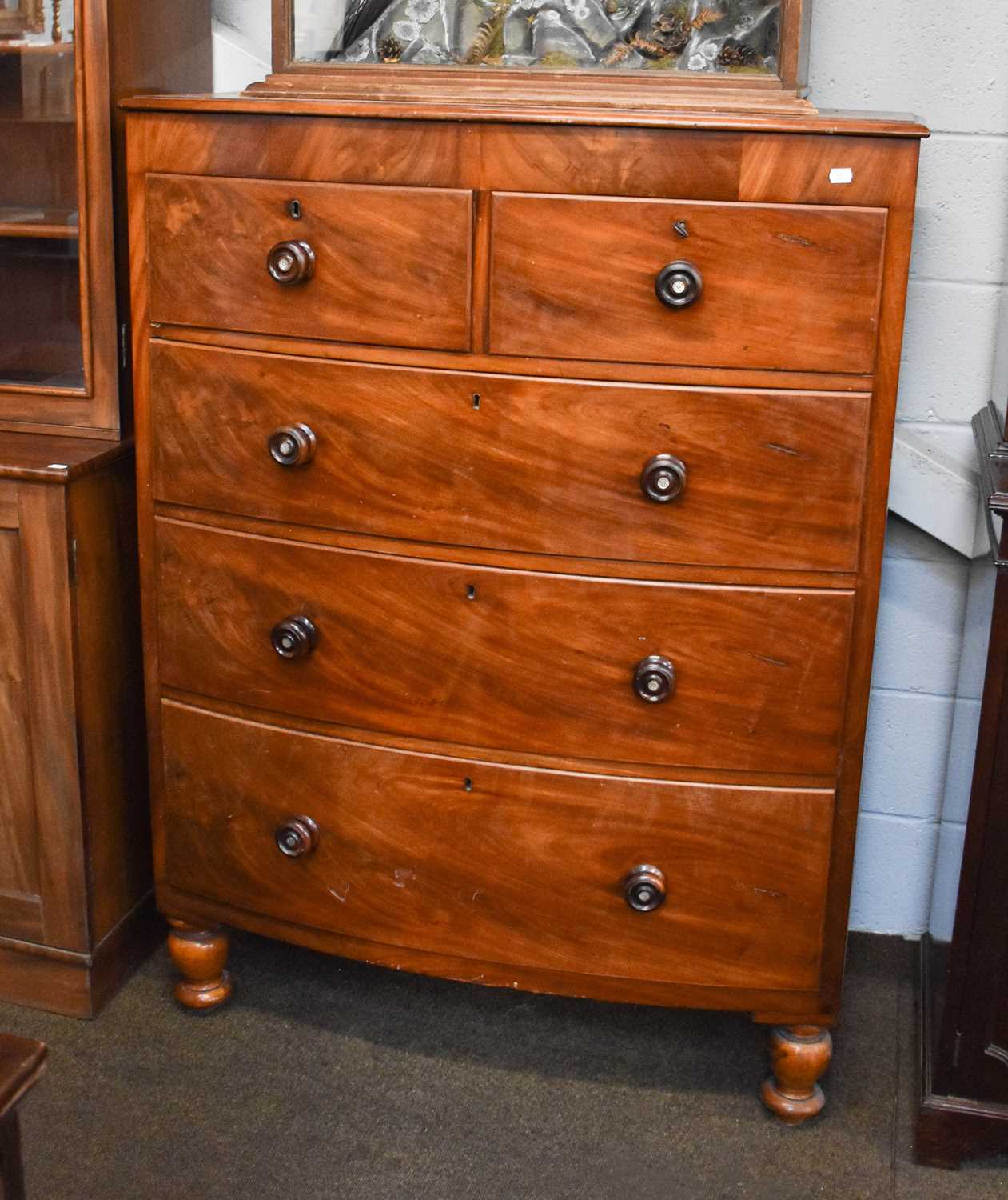 A Victorian Mahogany Bowfront Four Height Chest of Drawers, 104cm by 52cm by 139cmFrom the Estate of