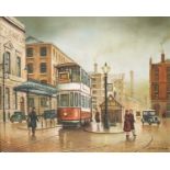 Steven Scholes (b. 1952)Stephenson Square, ManchesterSigned, oil on canvas, 39.5cm by 49.5cm