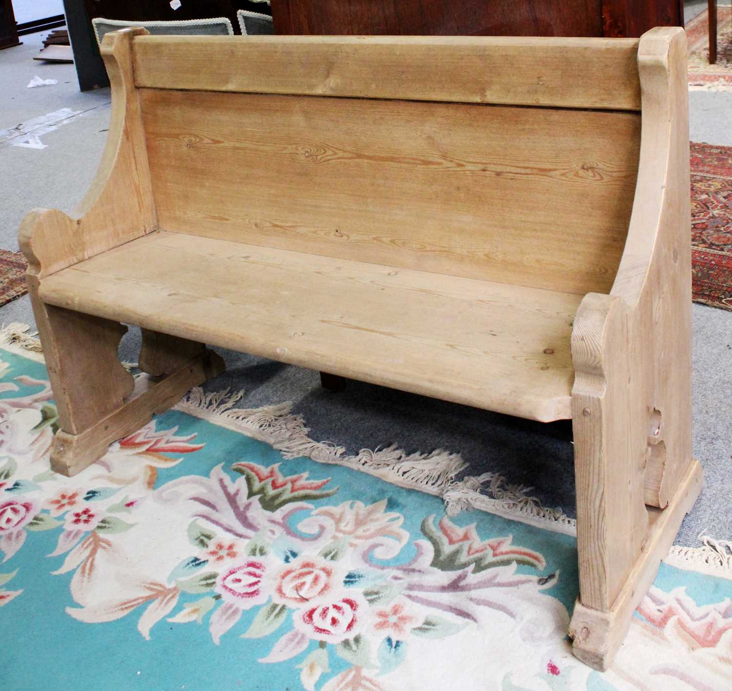 A Small Pine Pew, 116cm Requires tightening, with a few knocks to the feet. Otherwise OK. 116cm wide