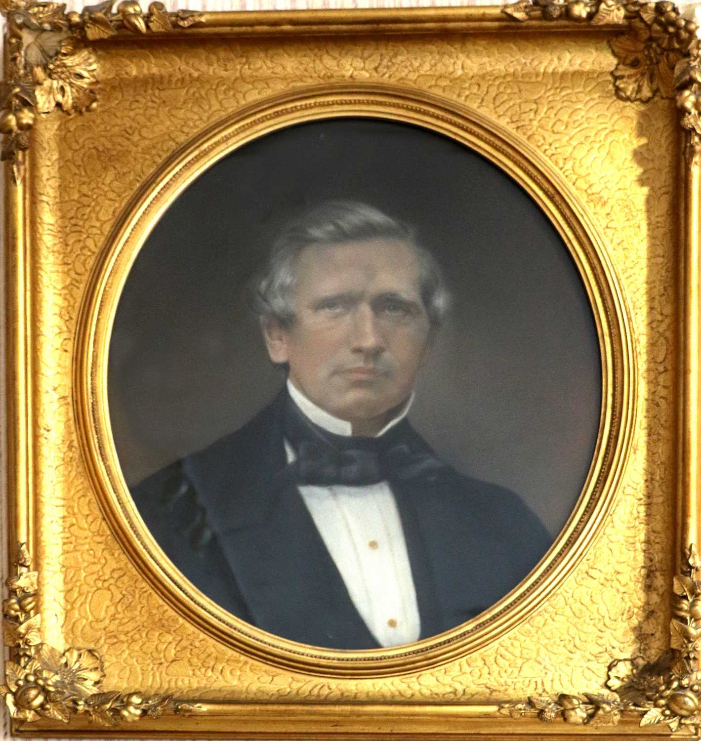 British School (19th century)Portrait of a Gentleman bust length in a dark suit and tie Pastel, 49cm