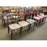 A Set of Four Victorian Carved Mahogany Dining Chairs, together with a further eight assorted