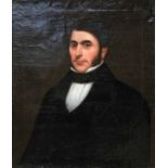 British School (19th century)Portrait of a gentleman, bust length, wearing a dark suit and stiff