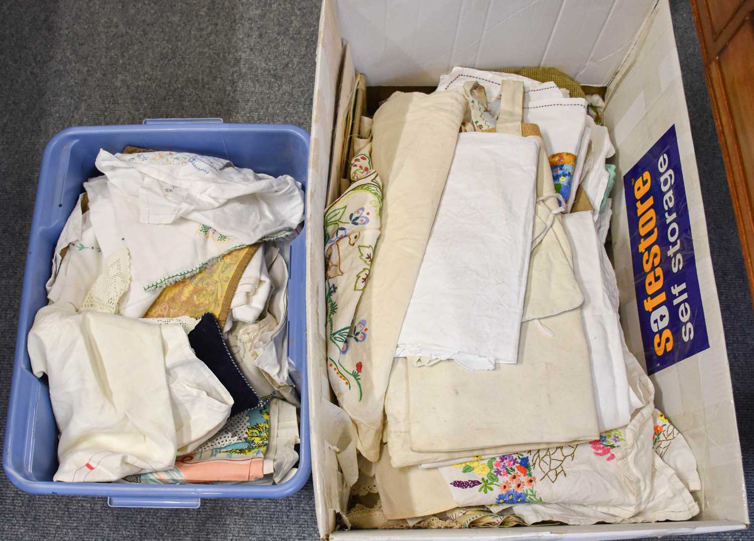 Assorted 1930s and Later Embroidered Textiles, comprising table linens, shoulder bags, tea cosies