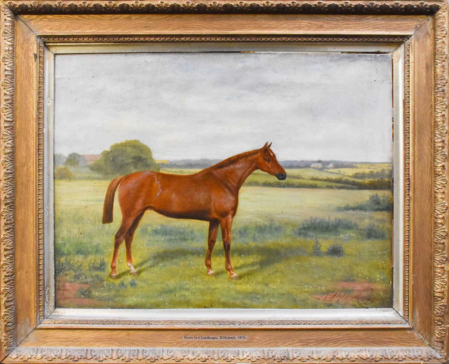 Benedict Hyland (19th/20th century)Chestnut Horse in pasture Signed and dated 1876?, oil on - Image 2 of 2