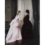 Circle of Charles Bauniet (19th century)Two elegant ladies in an interior Indistinctly signed, oil