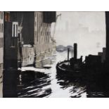 Anna Watson (20th/21st century)Canal scene with tugSigne, oil on board, 40cm by 49.5cm