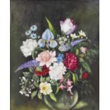 Continental SchoolStill life of Summer flowersIndistinctly signed, oil on canvas, 57cm by 46cm