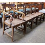 A Set of Five George III Oak Dining Chairs, including one carverThe carver is a little loose. All