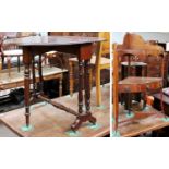 A Victorian Mahogany Oval Sutherland Table, with turned legs terminating on castors, together with A