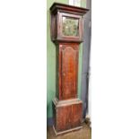 A Painted Pine Thirty-Hour Single-Handed Longcase Clock, 18th century, the 10" square brass dial