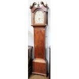 A Thirty-Hour Painted Dial Longcase Clock, the 11" arch painted dial signed T. Wrangles, Scarbro,