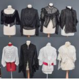 Late 19th Century Capes and Lace Chemises comprising a black velvet short sleeve bodice with