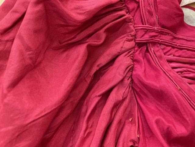 Early 19th Century Cerise Silk Dress, with military style multi pleated panels to the bodice, empire - Image 2 of 13