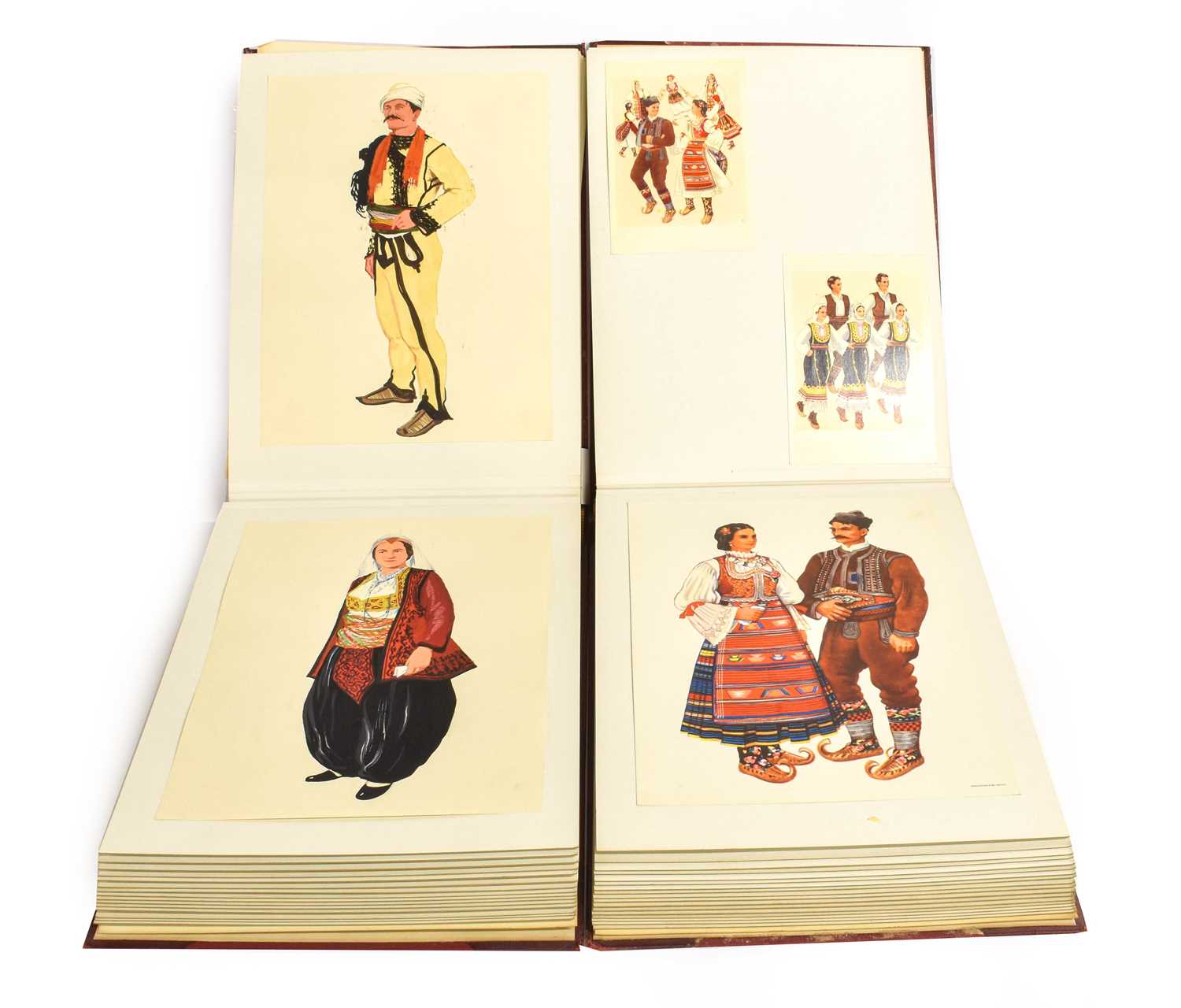 A Pair of Red Leather and Gilt Tooled Albums Titled '1957 Summer Albania' initialled in gilt 'J.N. - Image 3 of 23