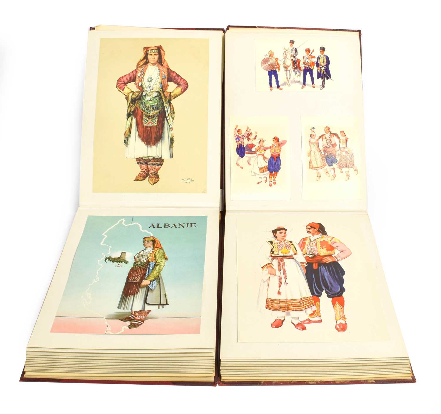 A Pair of Red Leather and Gilt Tooled Albums Titled '1957 Summer Albania' initialled in gilt 'J.N. - Image 2 of 23