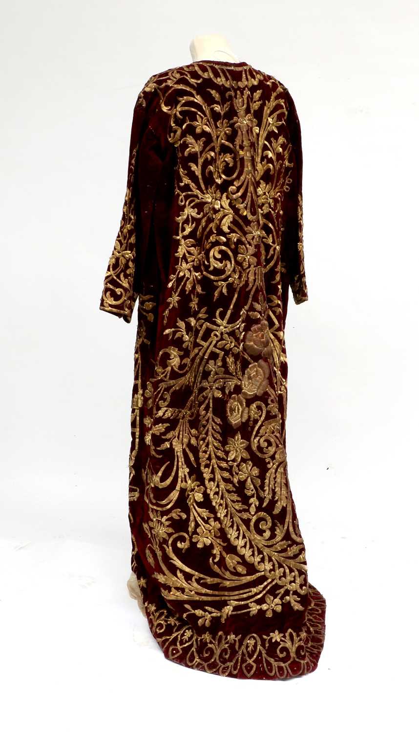 Late 19th Century Ottoman/Albanian Red Velvet Long Robe, with v-neckline, long sleeves, - Image 3 of 25