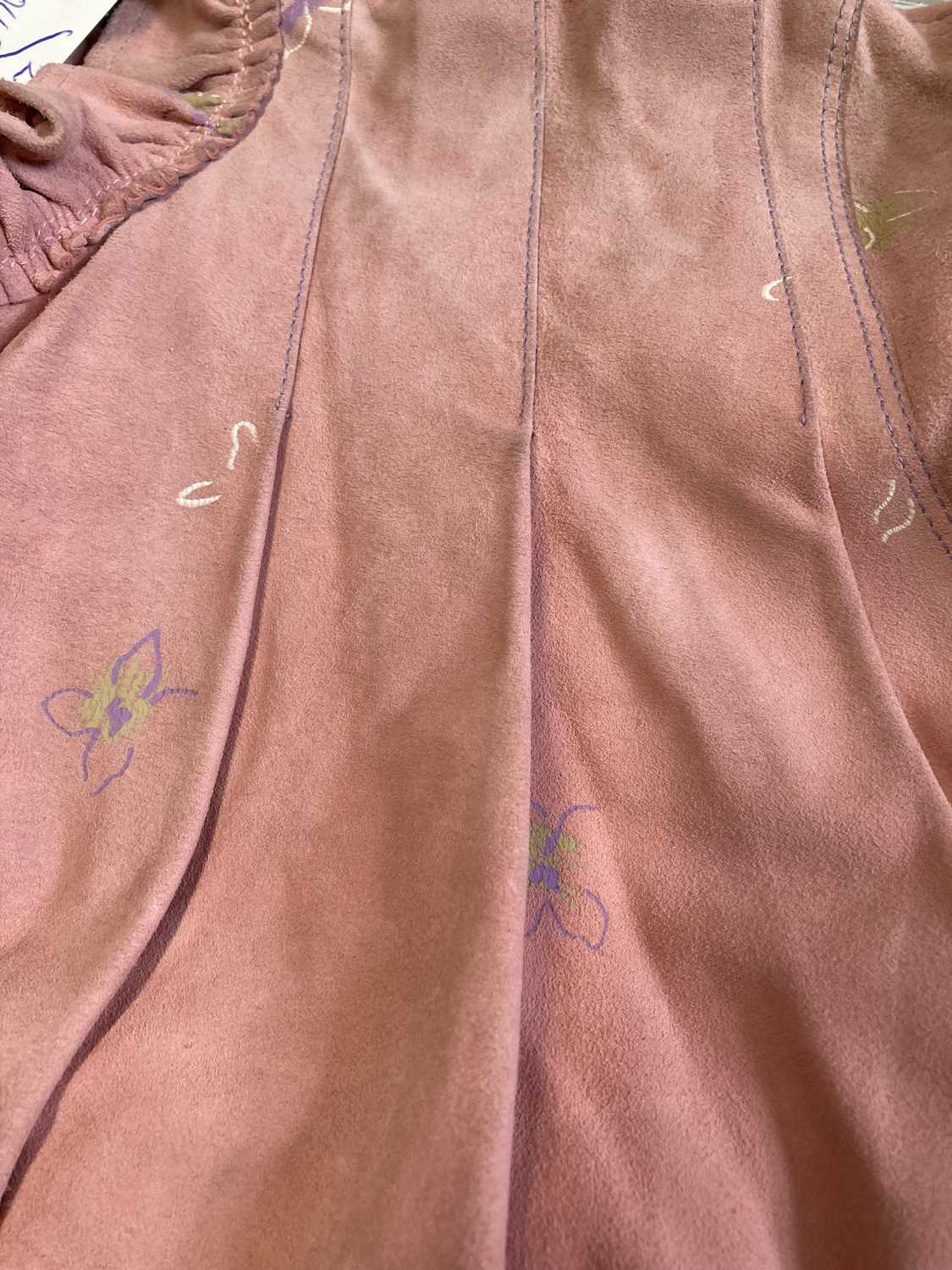 Circa 1970s and Later Ladies Costume, comprising Jean Muir pale pink suede tunic top decorated - Image 4 of 4