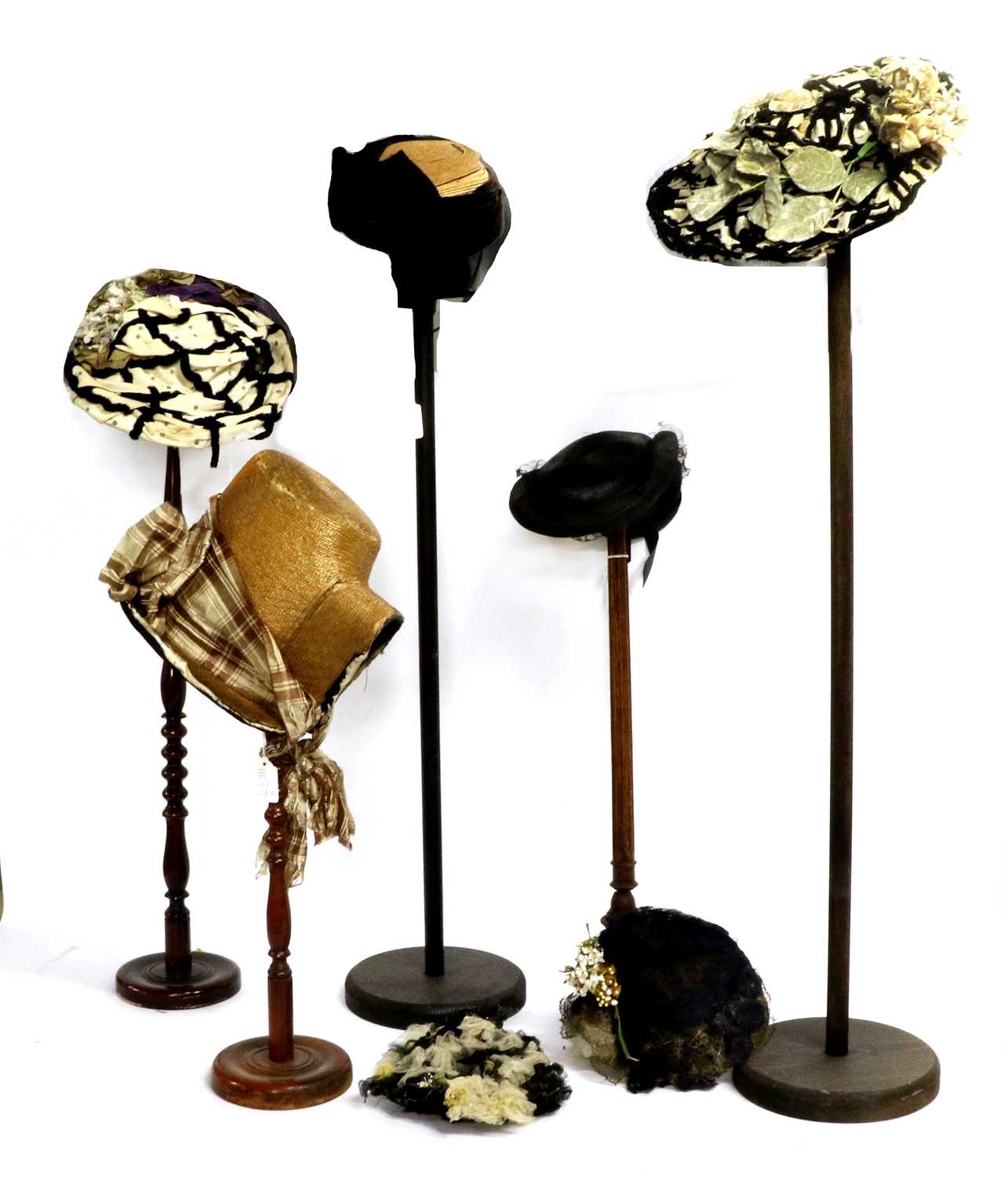 Late 19th Century/Early 20th Century Millinery and Accessories, comprising a straw bonnet with a