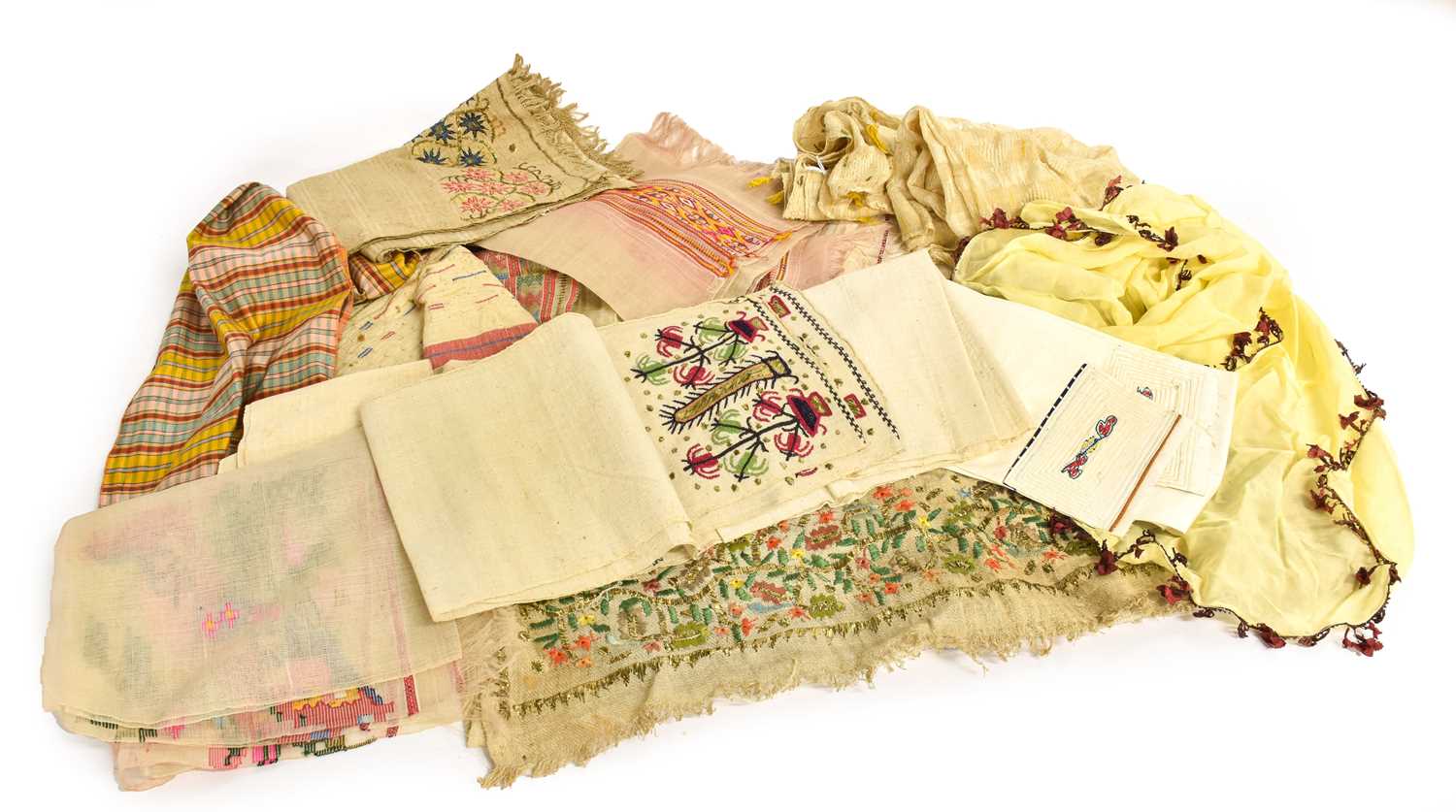 Assorted 19th Century and Later Ottoman and Albanian Textiles, comprising four linen hand towels