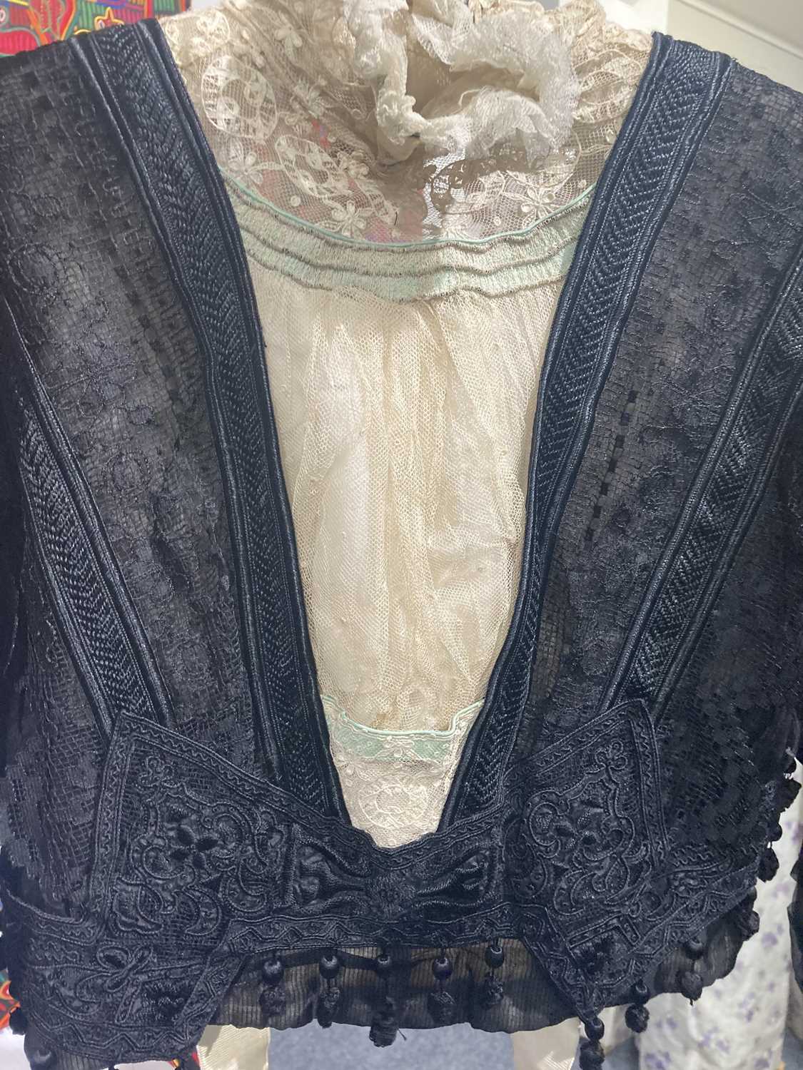 19th Century Costume comprising a black and cream lace fitted bodice labelled ‘Ch Cavannier, Place - Image 16 of 20