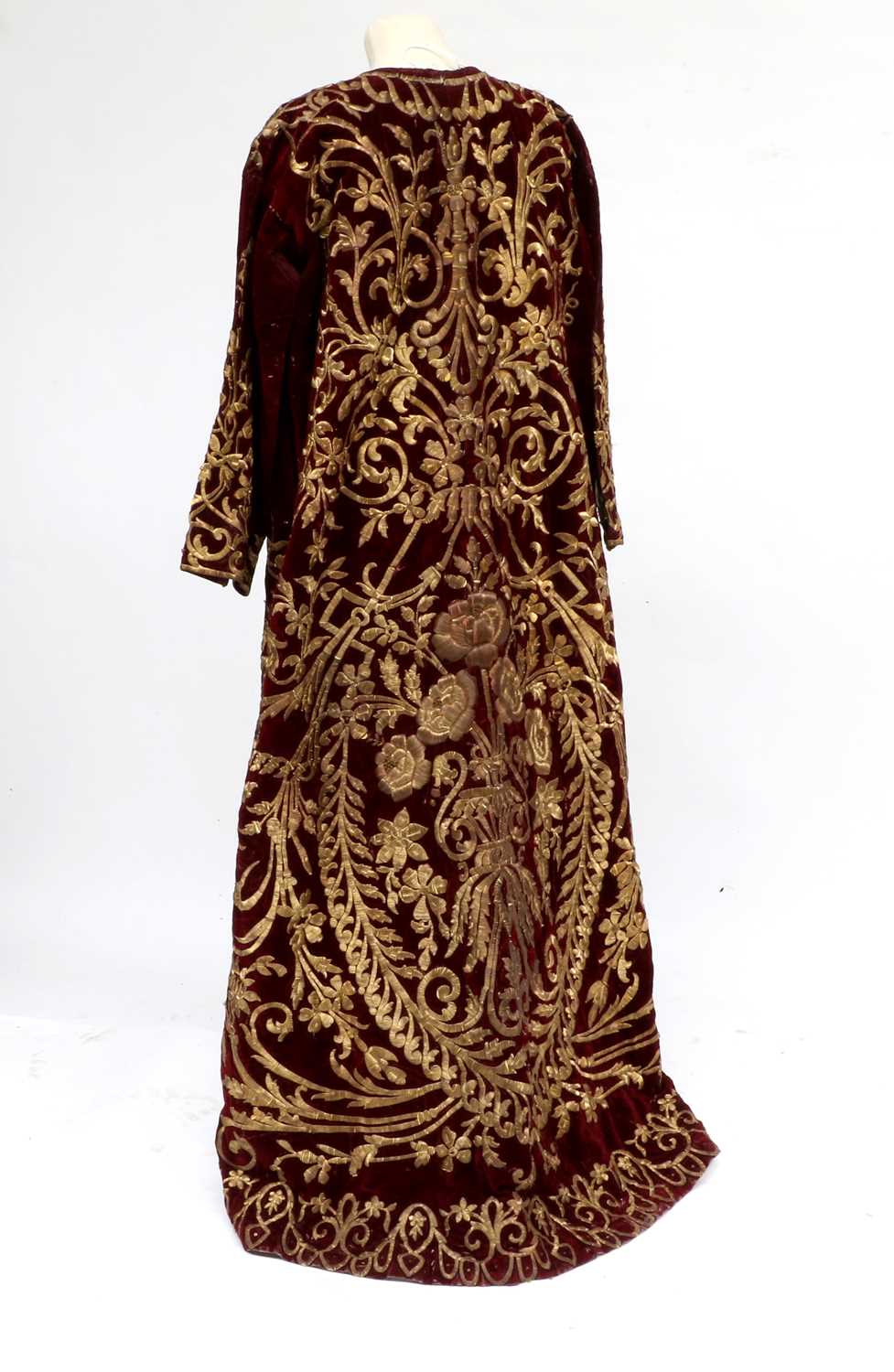 Late 19th Century Ottoman/Albanian Red Velvet Long Robe, with v-neckline, long sleeves, - Image 2 of 25
