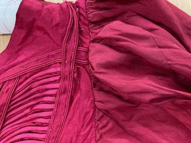 Early 19th Century Cerise Silk Dress, with military style multi pleated panels to the bodice, empire - Image 9 of 13