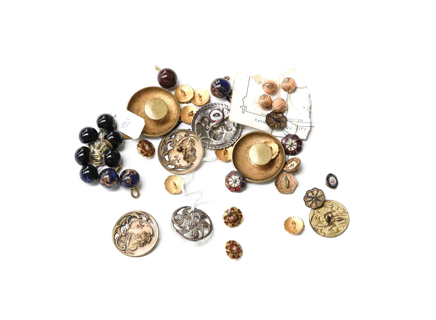 Assorted Early 20th Century Buttons comprising a silver cherub head embossed silver button by Levi &
