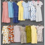 Circa 1950s and Later Ladies Day Dresses, comprising a floral motif sleeveless dress in white,