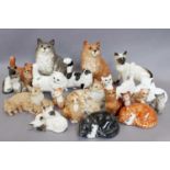 Beswick and Royal Doulton Cat Models, together with similar including Barbacombe etc (two trays)
