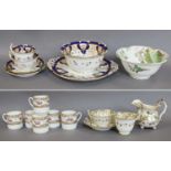 A Collection of Rockingham Porcelain Teawares, circa 1830-42, including a cream jug and trio,