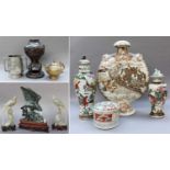 A Quantity of Asian Art, to including two Chinese crackle glazed baluster vases and covers,