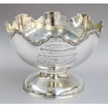A George V Silver Rose-Bowl, Birmingham, 1920, tapering and with foliage decorated rim, 16oz