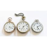 Three Plated Open Faced Pocket Watches, signed Hamilton, Waltham and Elgin, (3)Elgin - 10255860.