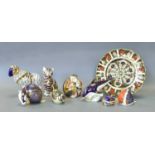 A Group of Royal Crown Derby Imari Paperweights, including; Ram, Dolphin, Cat and five others,