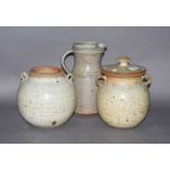 Three Pieces of David Lloyd Jones Studio Pottery, all with impressed monograms, the largest