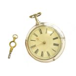 A Silver Pair Cased Verge Pocket Watch, signed Rt Westmore, Preston, 1803, case with Chester