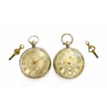 Two Silver Open Faced Pocket Watches