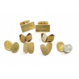 A Pair of 9 Carat Gold Cufflinks, the textured rectangular plaques with swivel bars; together with