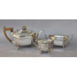 A Three-Piece George V Silver Tea-Service, by Viners Ltd., Sheffield, 1933 and 1934, each piece