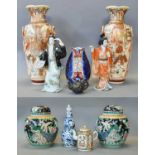 A Quantity of 19th Century and Later Chinese and Japanese Ceramics, including a pair of famille noir