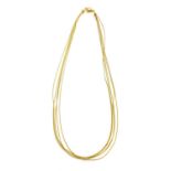 An 18 Carat Gold Five Row Necklace, length 46.2cmThe necklace is in good condition. It fastens