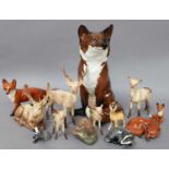 A Collection of Various Beswick Animal Models, including Fireside Fox, model No. 2348, Deer